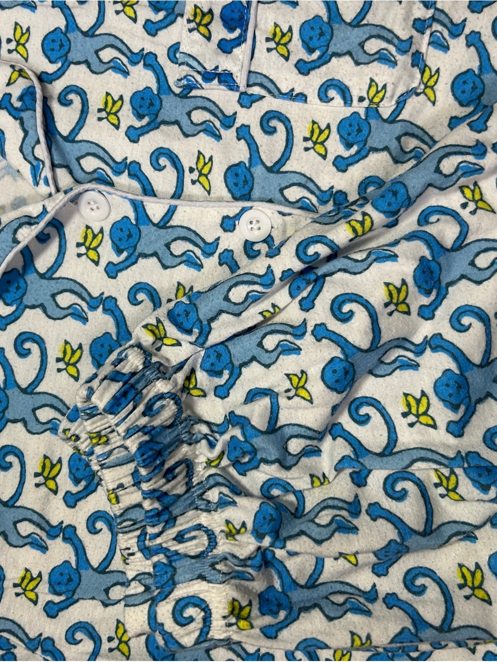 Amazon Blue and White Monkey Print Women's Pajama Set - Picture 4 of 6